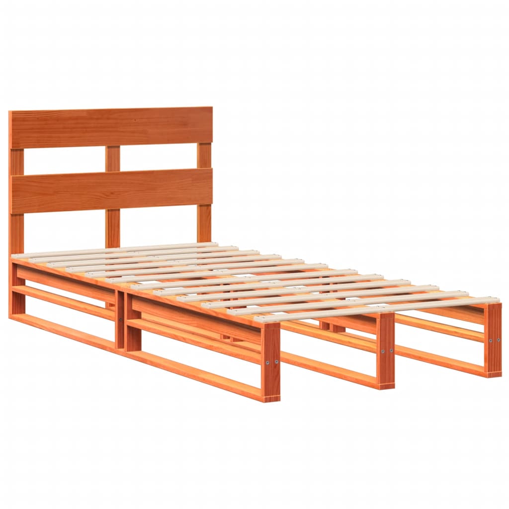 Sengeramme uten madrass voksbrun 75x190 cm heltre furu