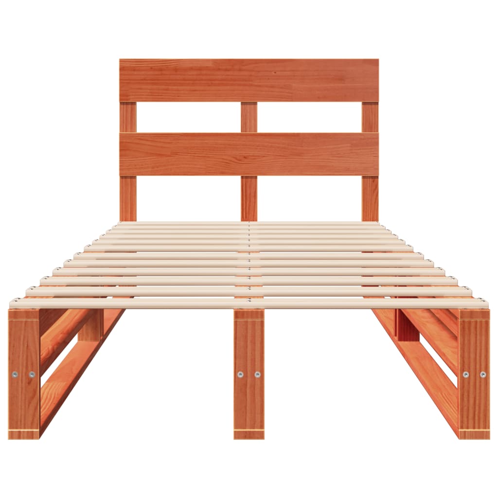 Sengeramme uten madrass voksbrun 75x190 cm heltre furu