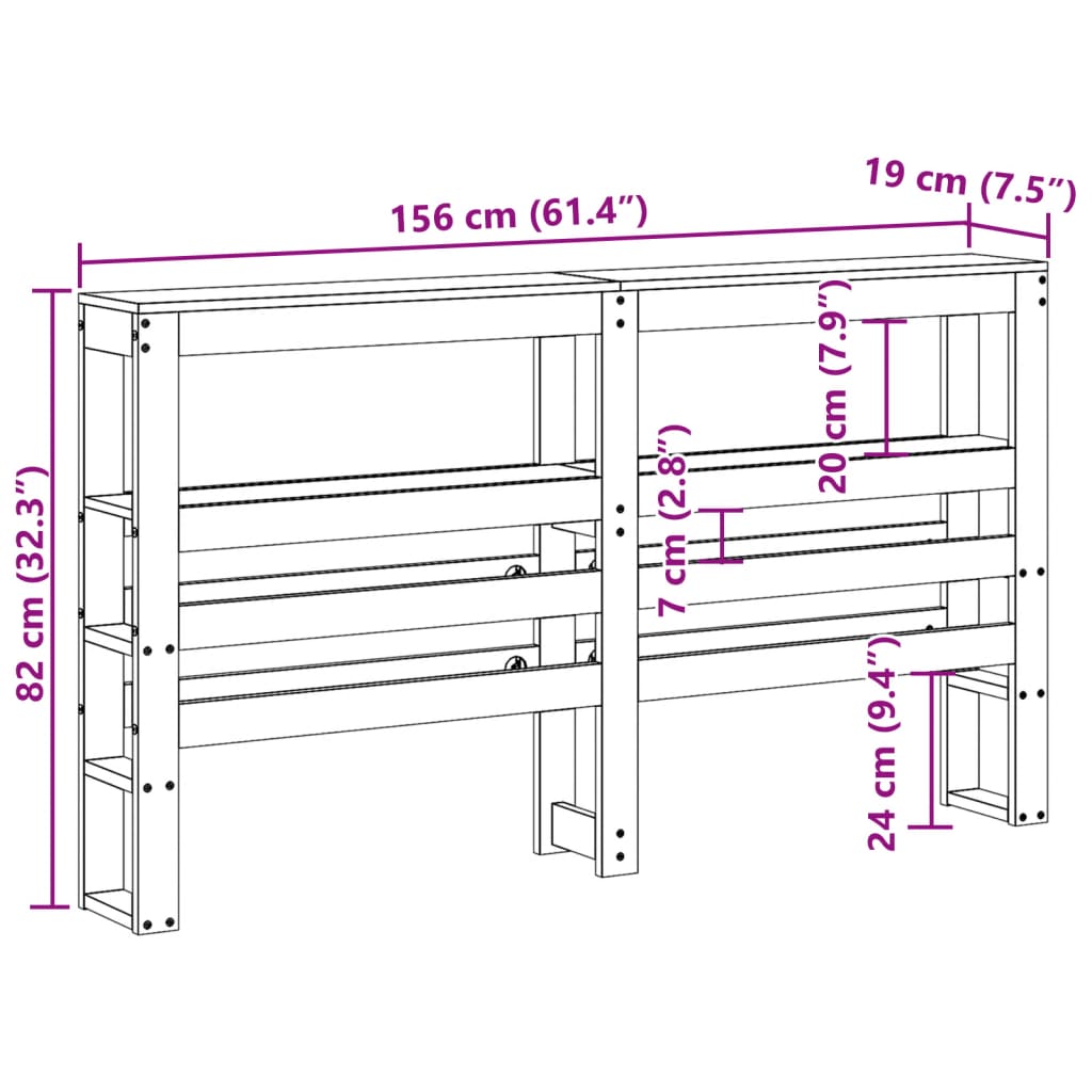 Hodegavl med hyller voksbrun 150 cm heltre furu
