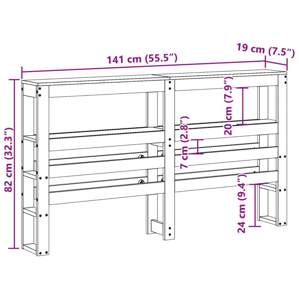 Hodegavl med hyller voksbrun 135 cm heltre furu