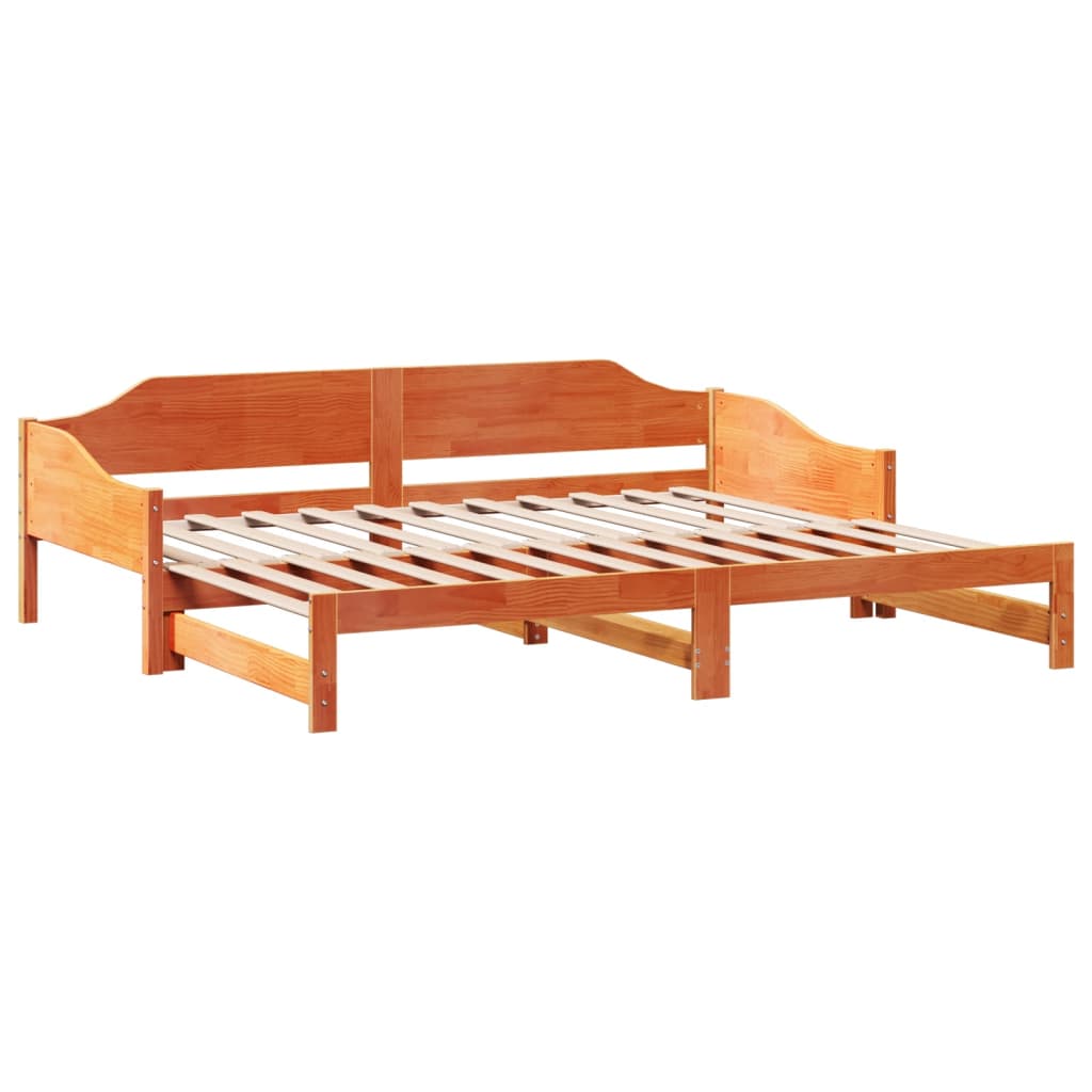 Uttrekkbar dagseng voksbrun 80x200 cm heltre furu