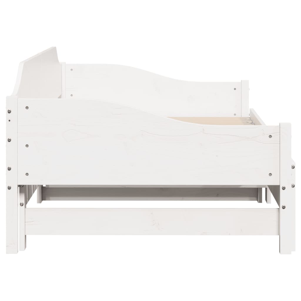 Uttrekkbar dagseng hvit 90x200 cm heltre furu