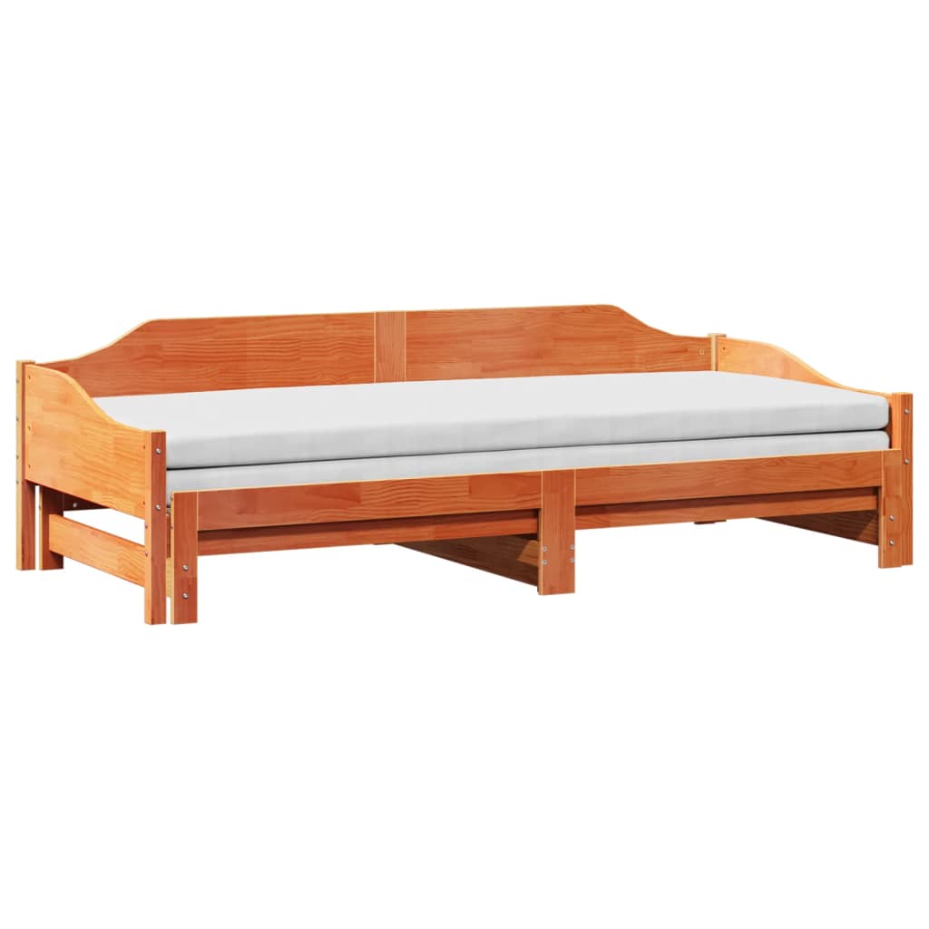 Uttrekkbar dagseng voksbrun 90x200 cm heltre furu