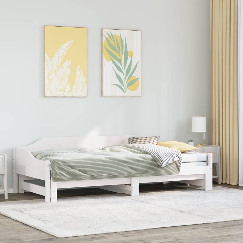 Uttrekkbar dagseng hvit 90x190 cm heltre furu