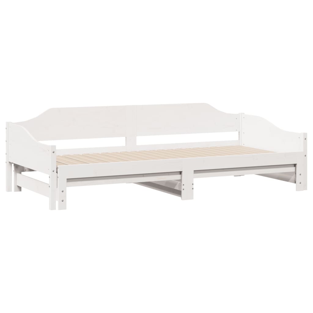 Uttrekkbar dagseng hvit 90x190 cm heltre furu