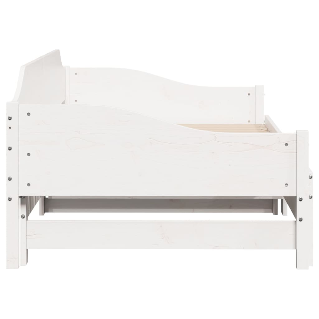 Uttrekkbar dagseng hvit 90x190 cm heltre furu