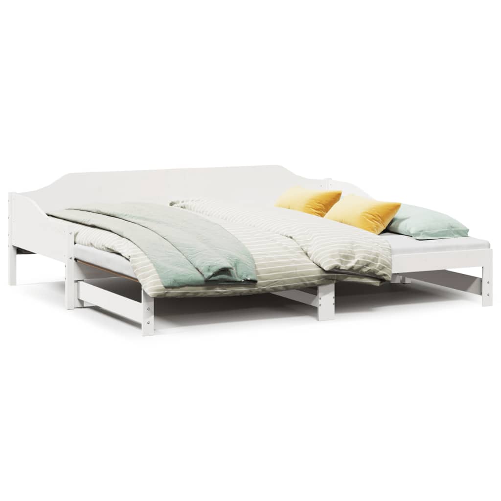Uttrekkbar dagseng hvit 90x190 cm heltre furu