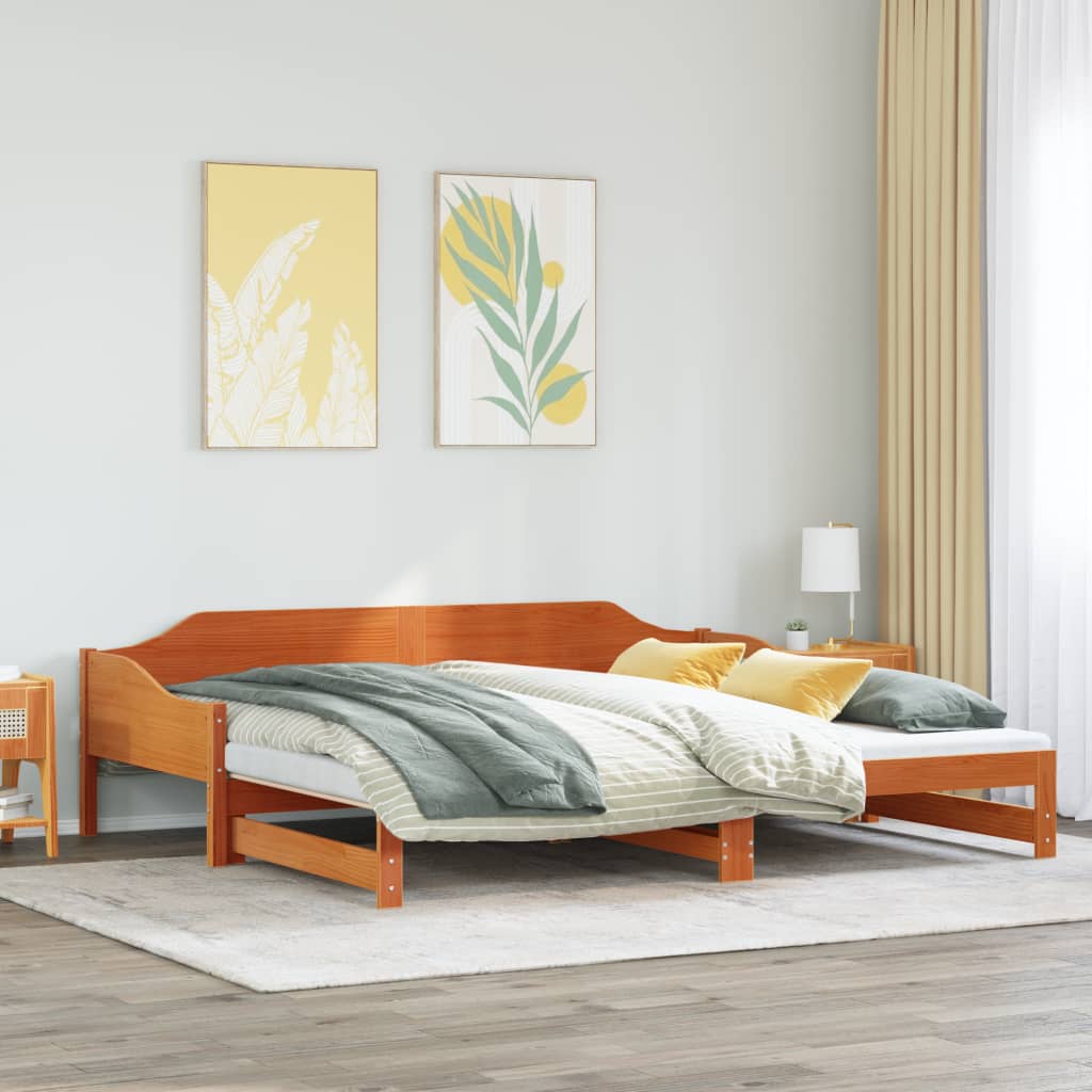 Uttrekkbar dagseng uten madrass voksbrun 90x190 cm heltre furu