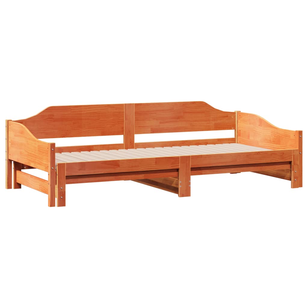 Uttrekkbar dagseng uten madrass voksbrun 90x190 cm heltre furu