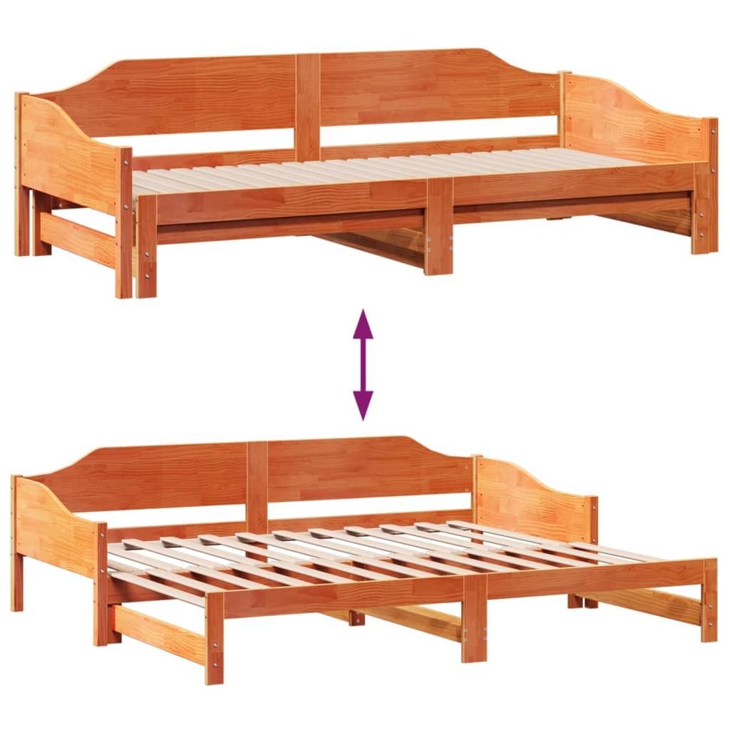 Uttrekkbar dagseng uten madrass voksbrun 90x190 cm heltre furu