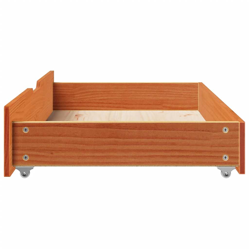 Sengeskuffer 2 stk voksbrun 95x55x17 cm heltre furu