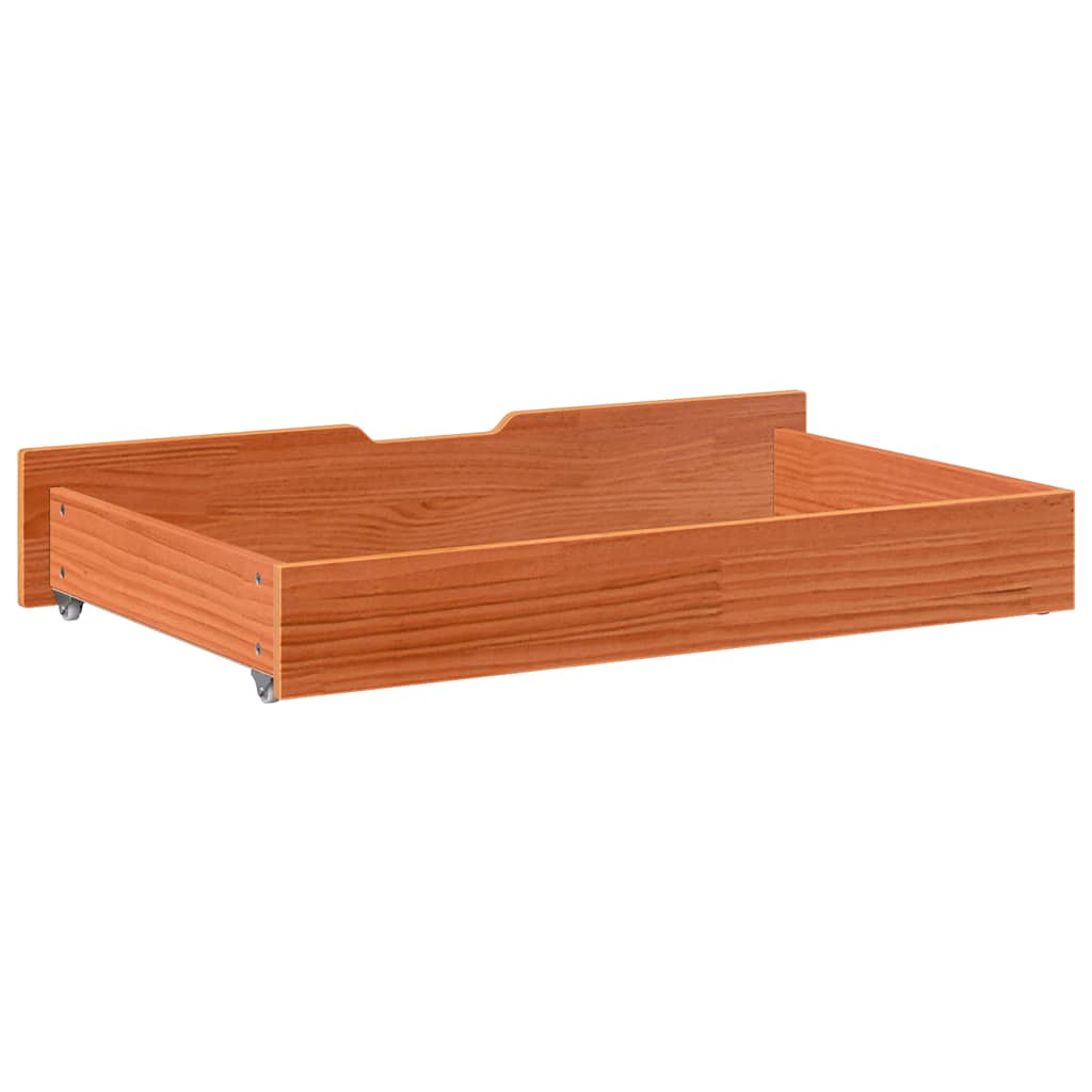 Sengeskuffer 2 stk voksbrun 95x55x17 cm heltre furu