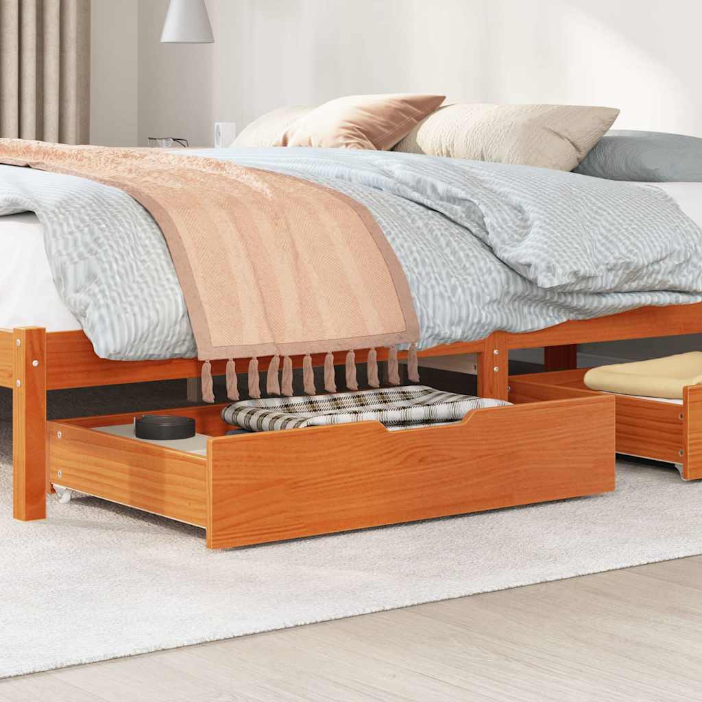 Sengeskuffer 2 stk voksbrun 85x55x17 cm heltre furu