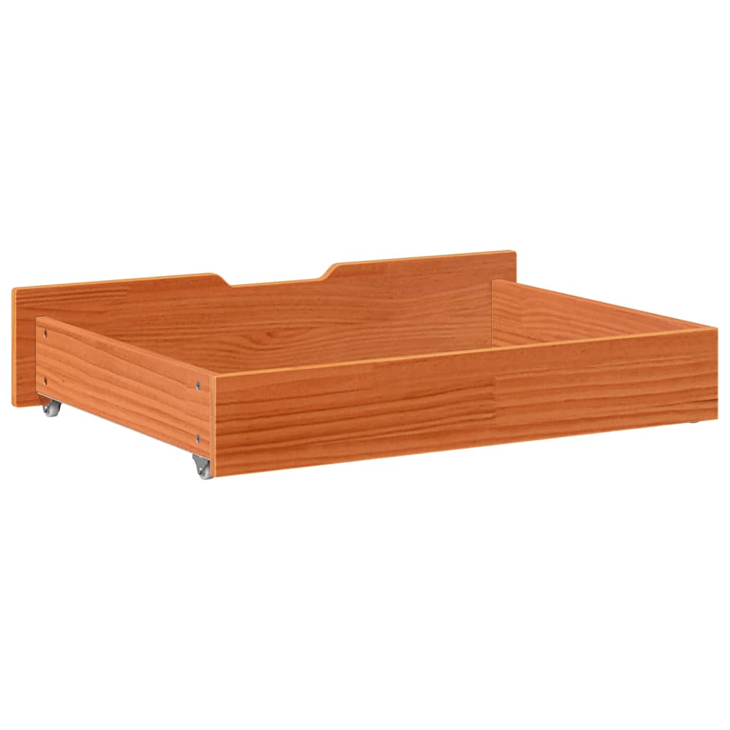 Sengeskuffer 2 stk voksbrun 85x55x17 cm heltre furu