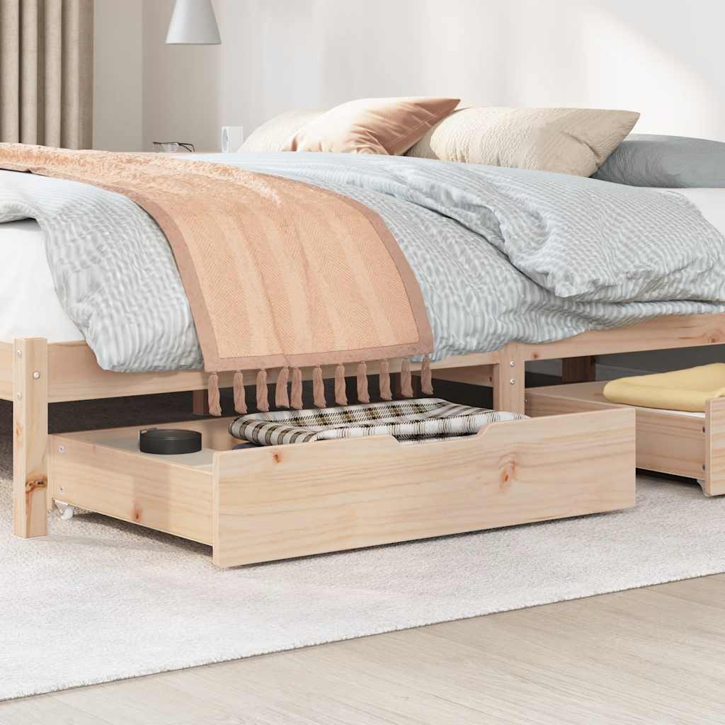 Sengeskuffer med hjul 2 stk 80x55x17 cm heltre furu