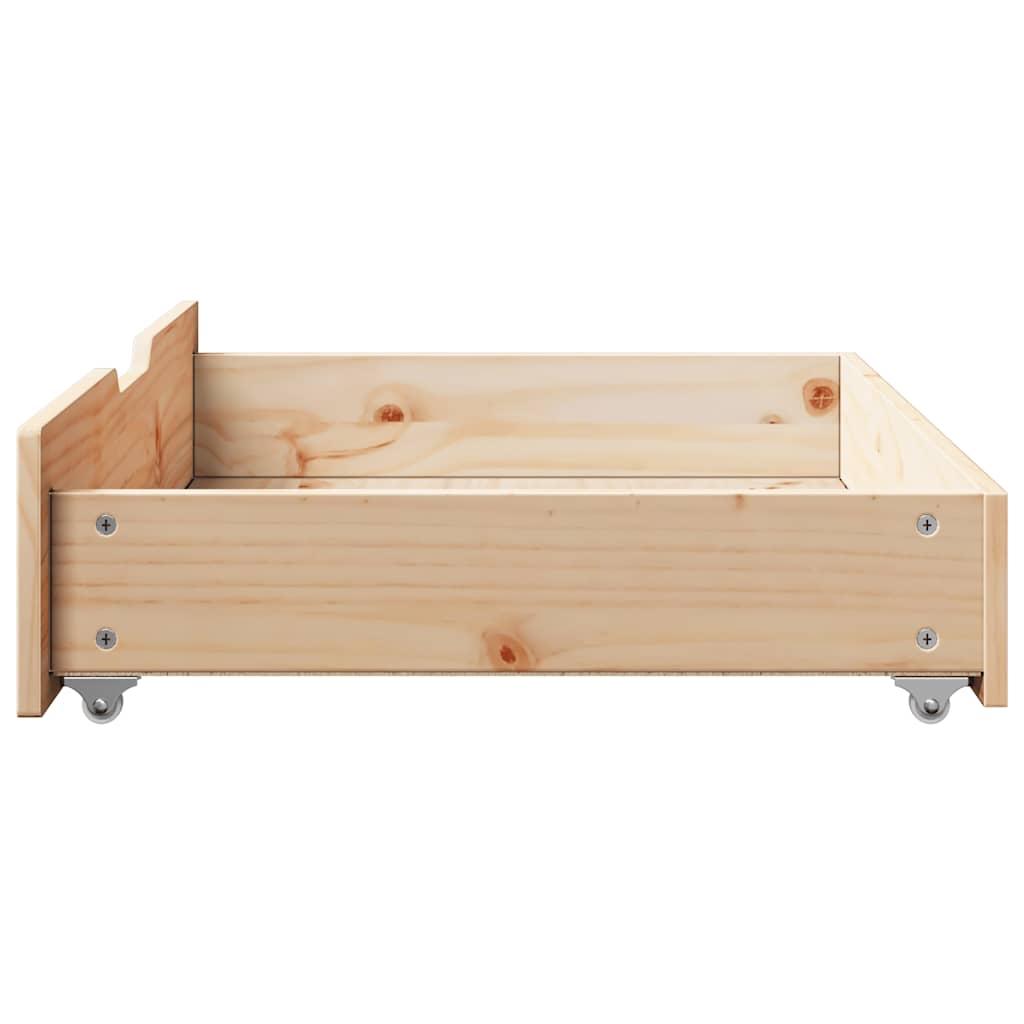 Sengeskuffer med hjul 2 stk 80x55x17 cm heltre furu