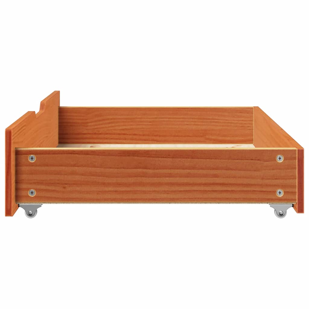 Sengeskuffer 2 stk voksbrun 80x55x17 cm heltre furu