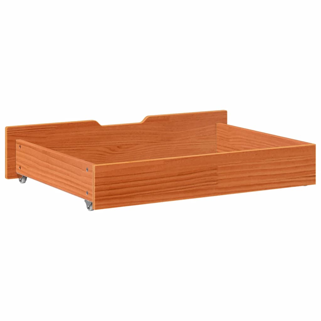 Sengeskuffer 2 stk voksbrun 80x55x17 cm heltre furu