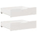 Sengeskuffer med hjul 2 stk hvit 75x55x17 cm heltre furu