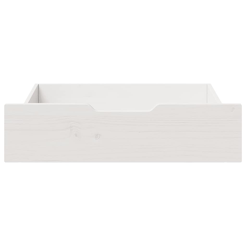 Sengeskuffer med hjul 2 stk hvit 75x55x17 cm heltre furu
