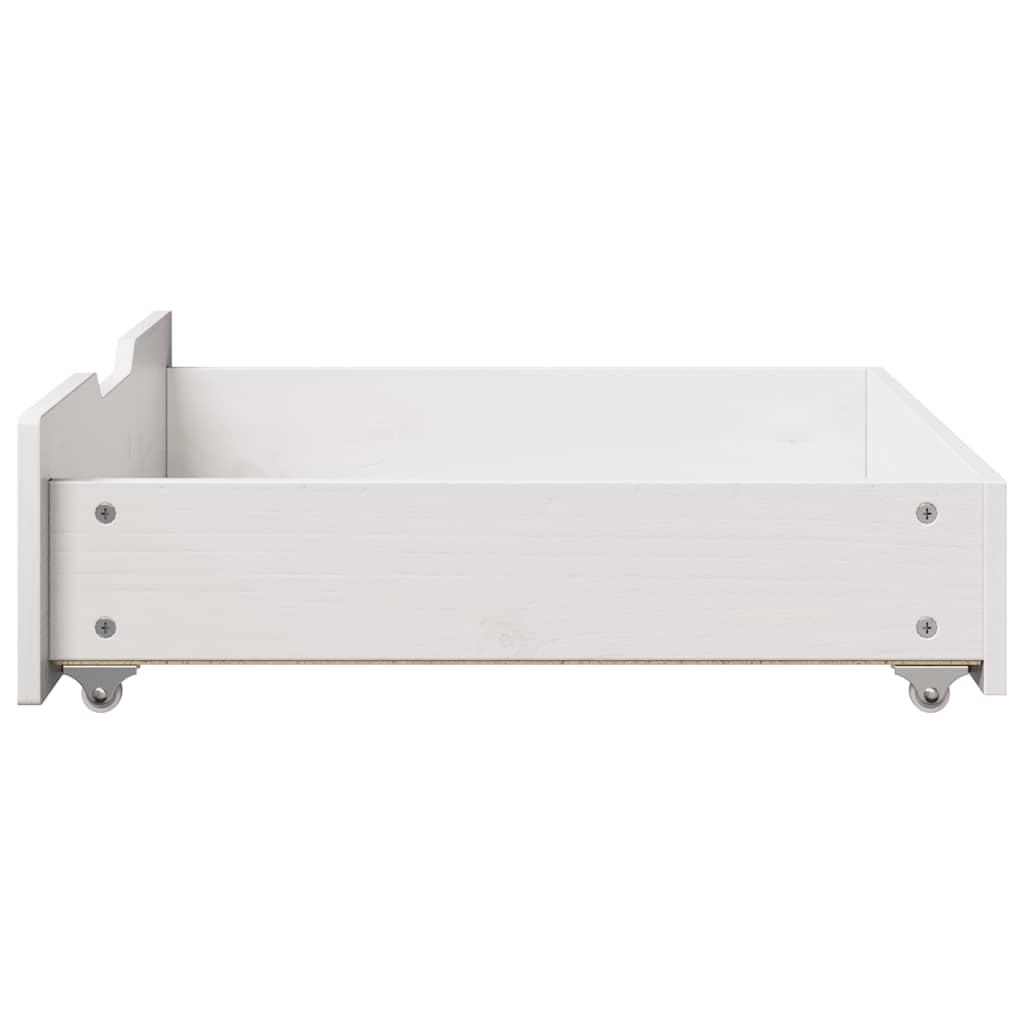 Sengeskuffer med hjul 2 stk hvit 75x55x17 cm heltre furu