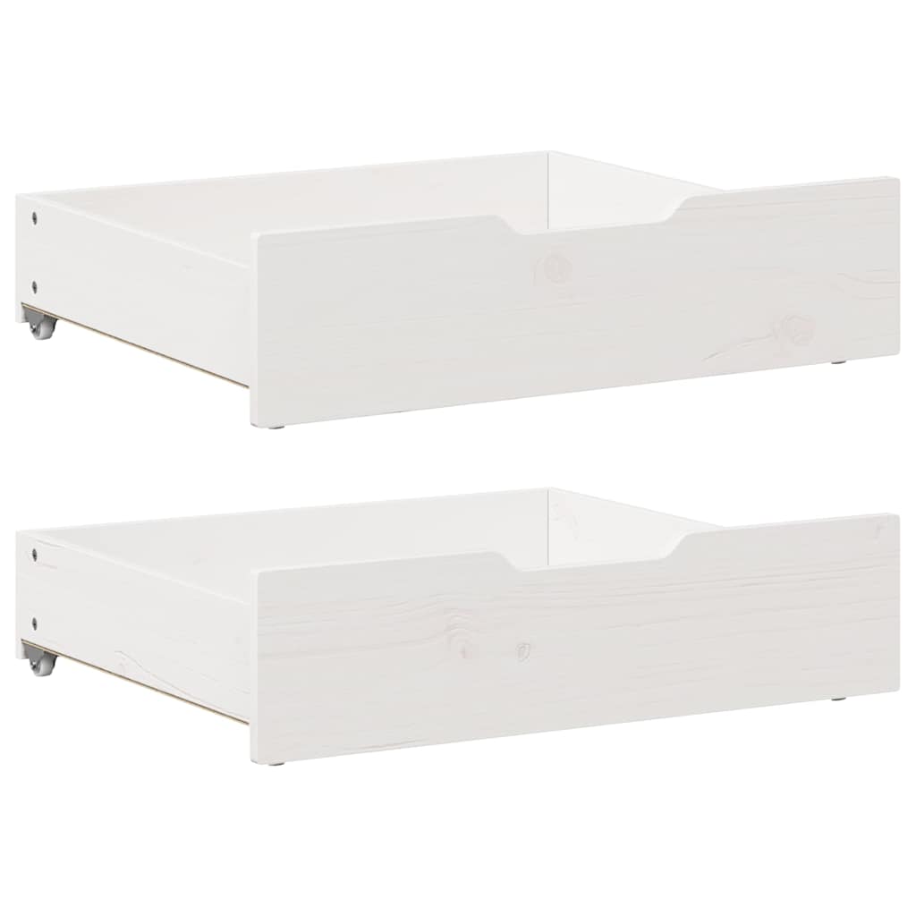 Sengeskuffer 2 stk hvit 65x55x17 cm heltre furu