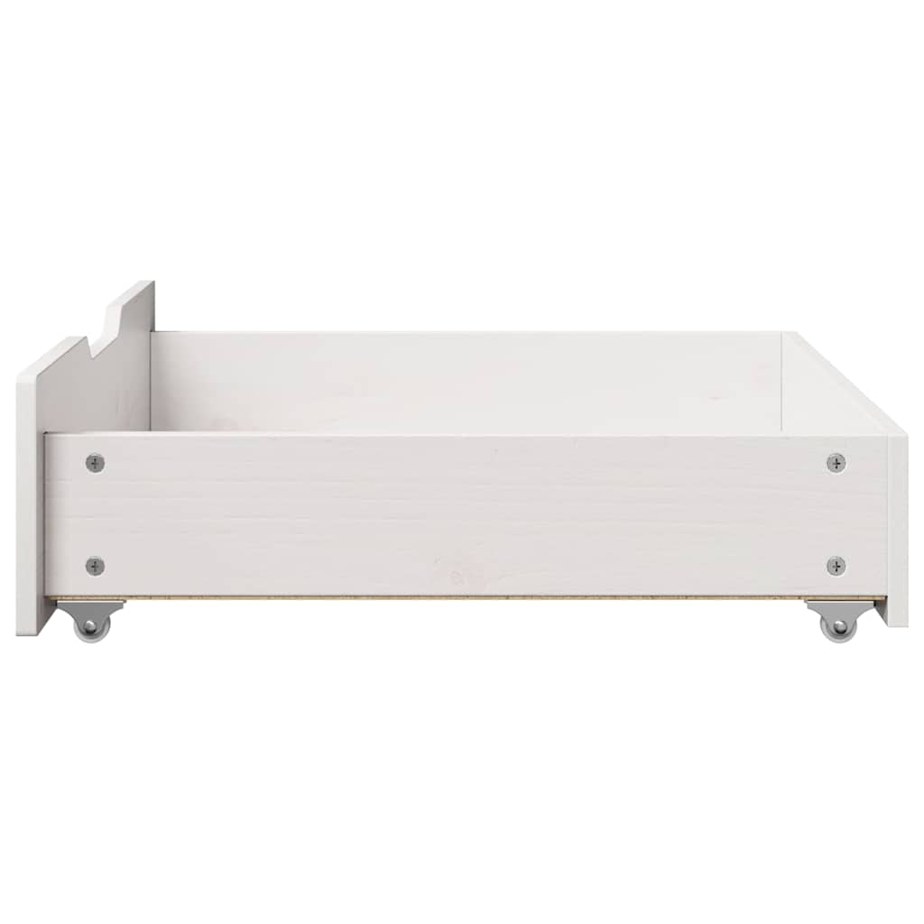 Sengeskuffer 2 stk hvit 65x55x17 cm heltre furu