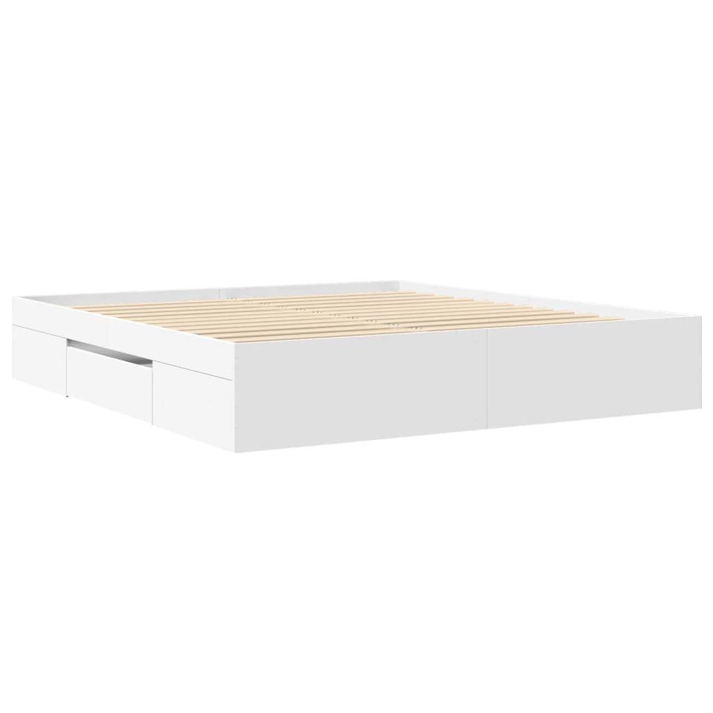 Sengeramme hvit 200x200 cm konstruert tre