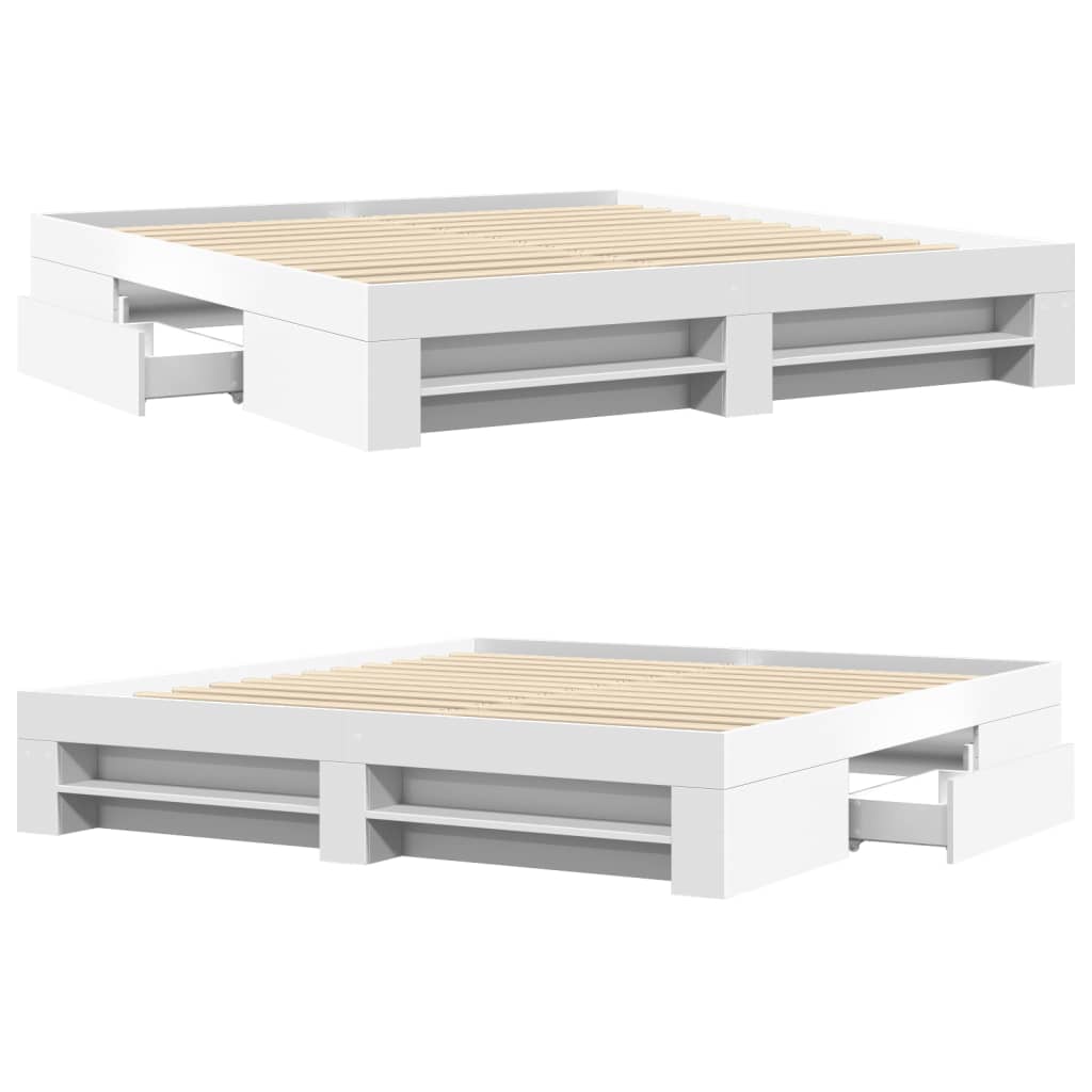 Sengeramme hvit 200x200 cm konstruert tre