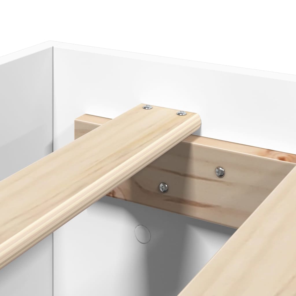 Sengeramme hvit 200x200 cm konstruert tre