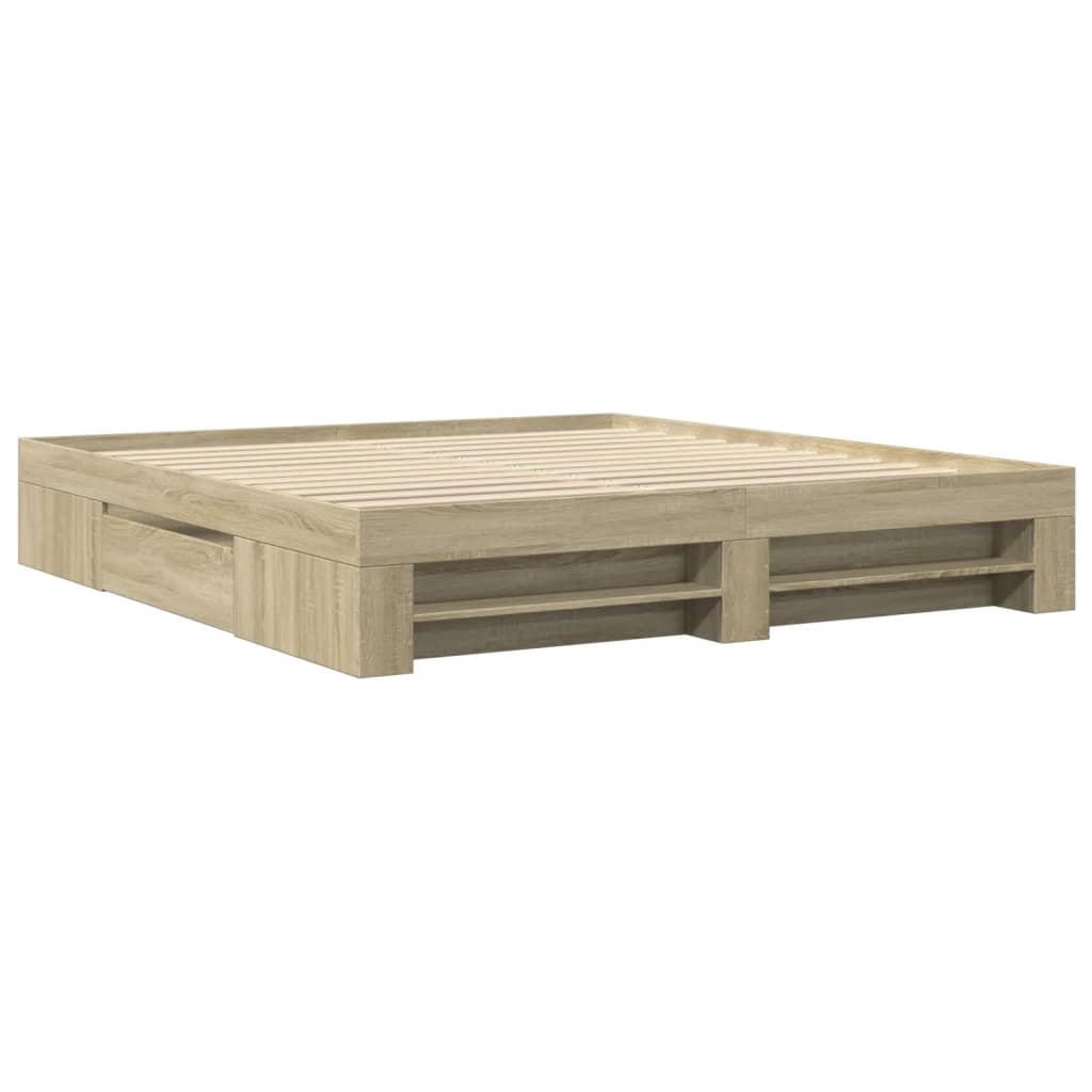 Sengeramme uten madrass sonoma eik 200x200 cm konstruert tre