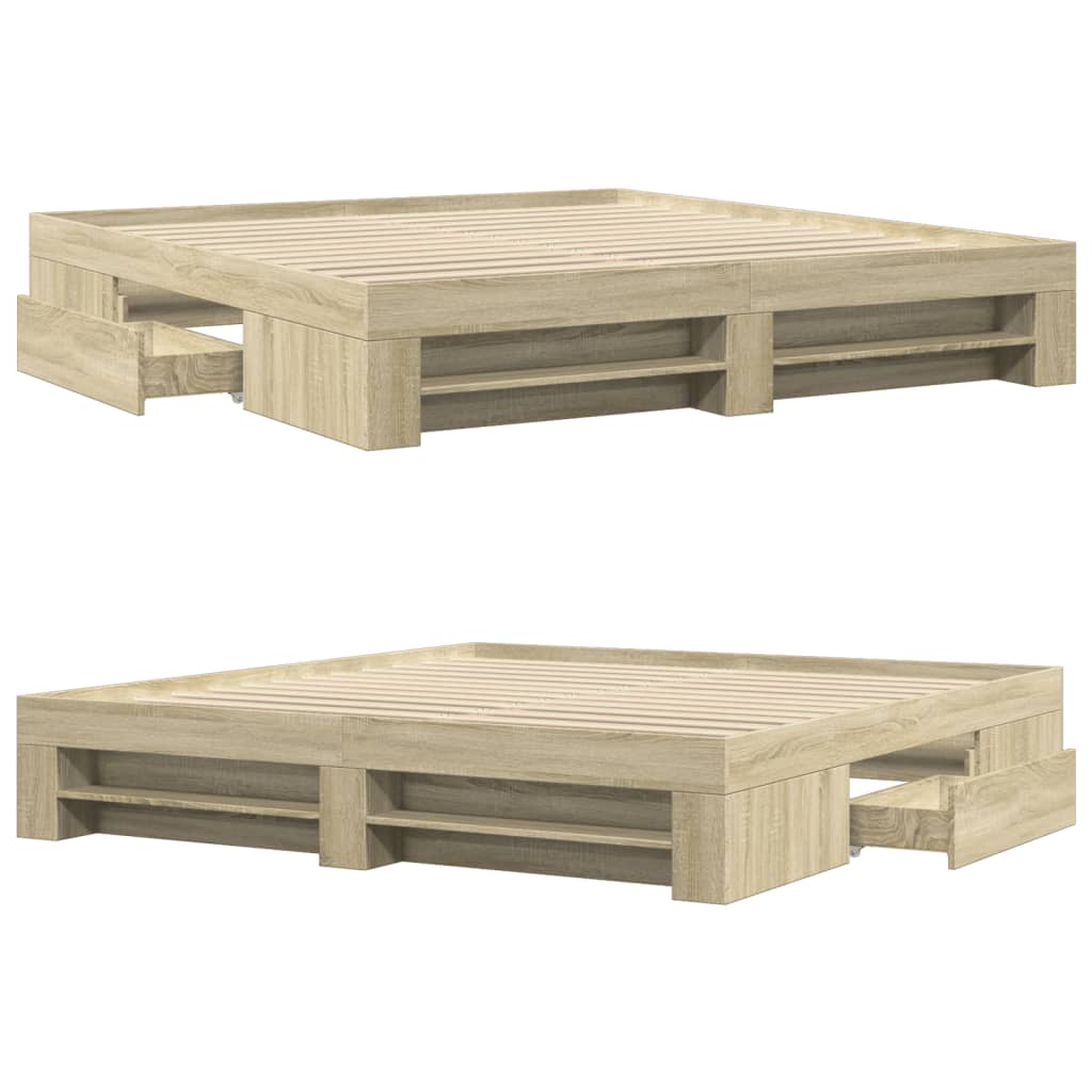 Sengeramme uten madrass sonoma eik 200x200 cm konstruert tre