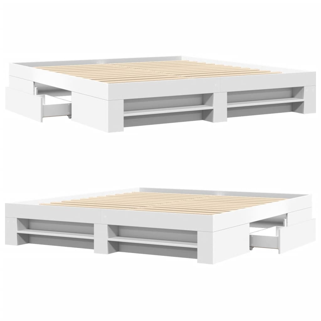 Sengeramme uten madrass hvit 180x200 cm konstruert tre