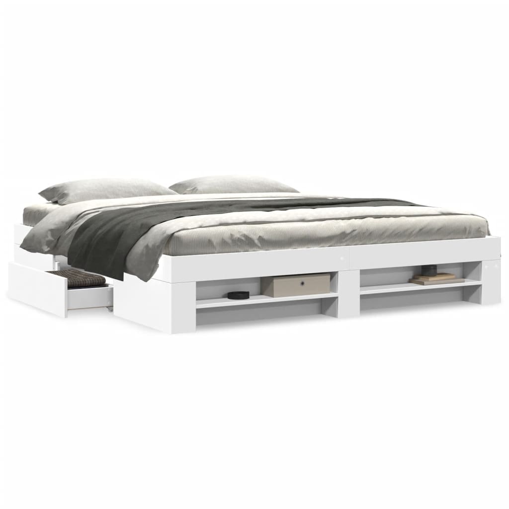 Sengeramme uten madrass hvit 180x200 cm konstruert tre