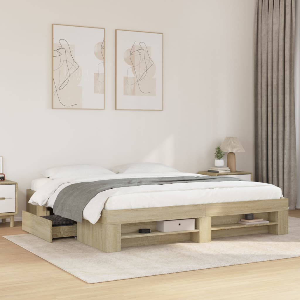 Sengeramme uten madrass sonoma eik 180x200 cm konstruert tre