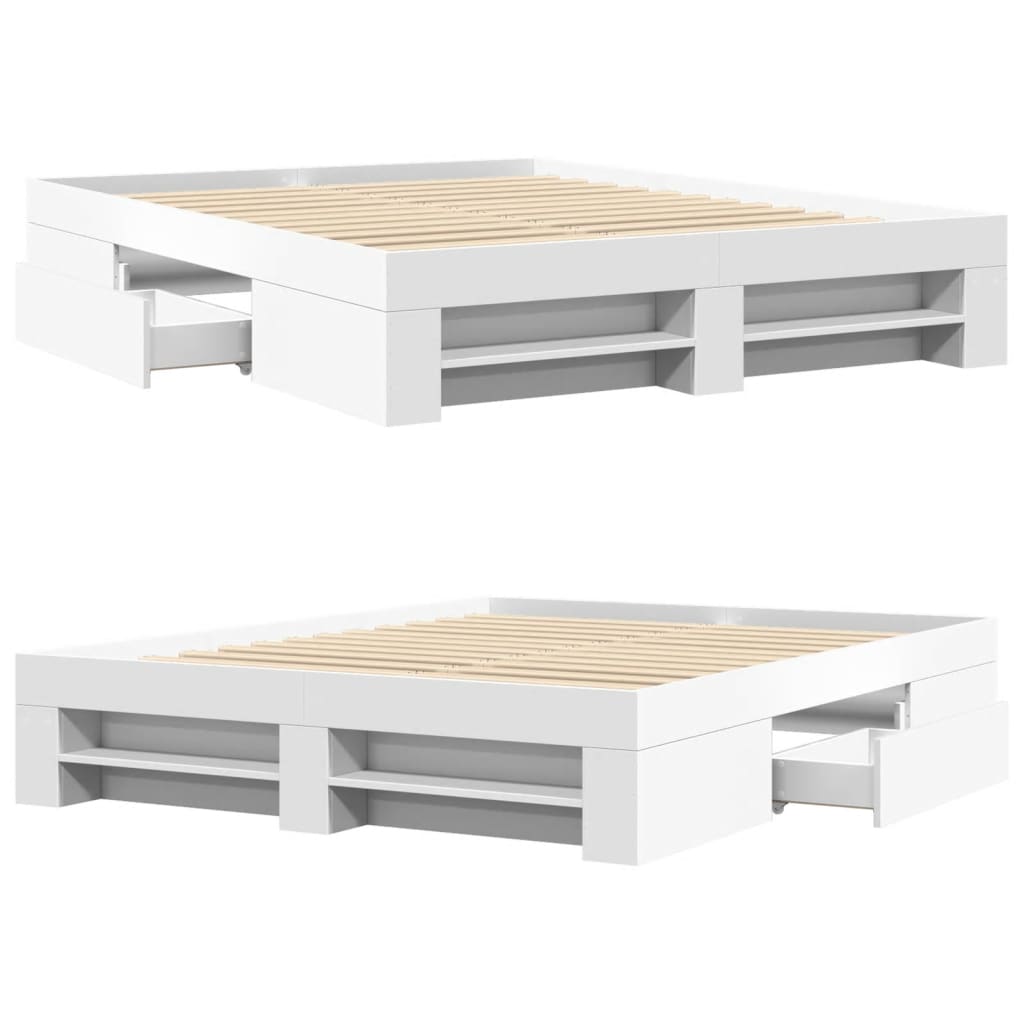 Sengeramme uten madrass hvit 160x200 cm konstruert tre