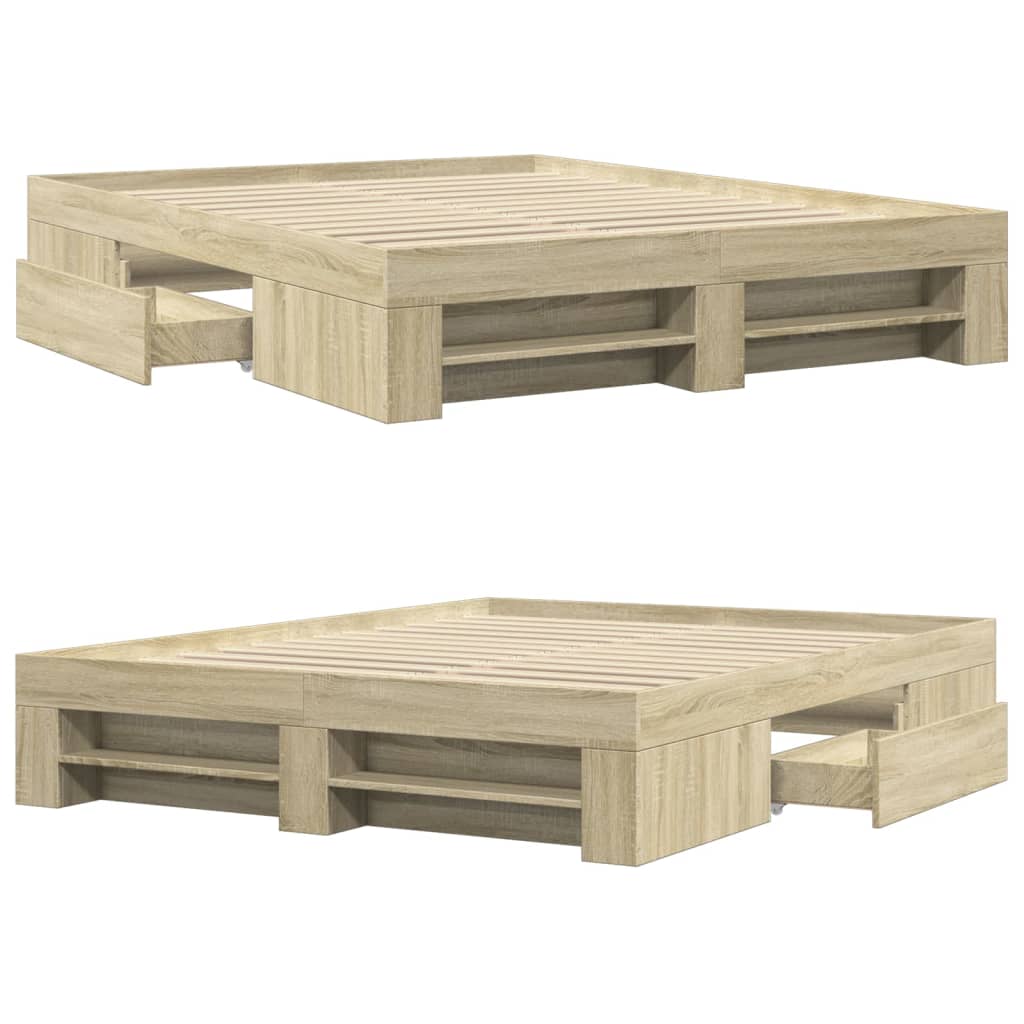 Sengeramme uten madrass sonoma eik 160x200 cm konstruert tre