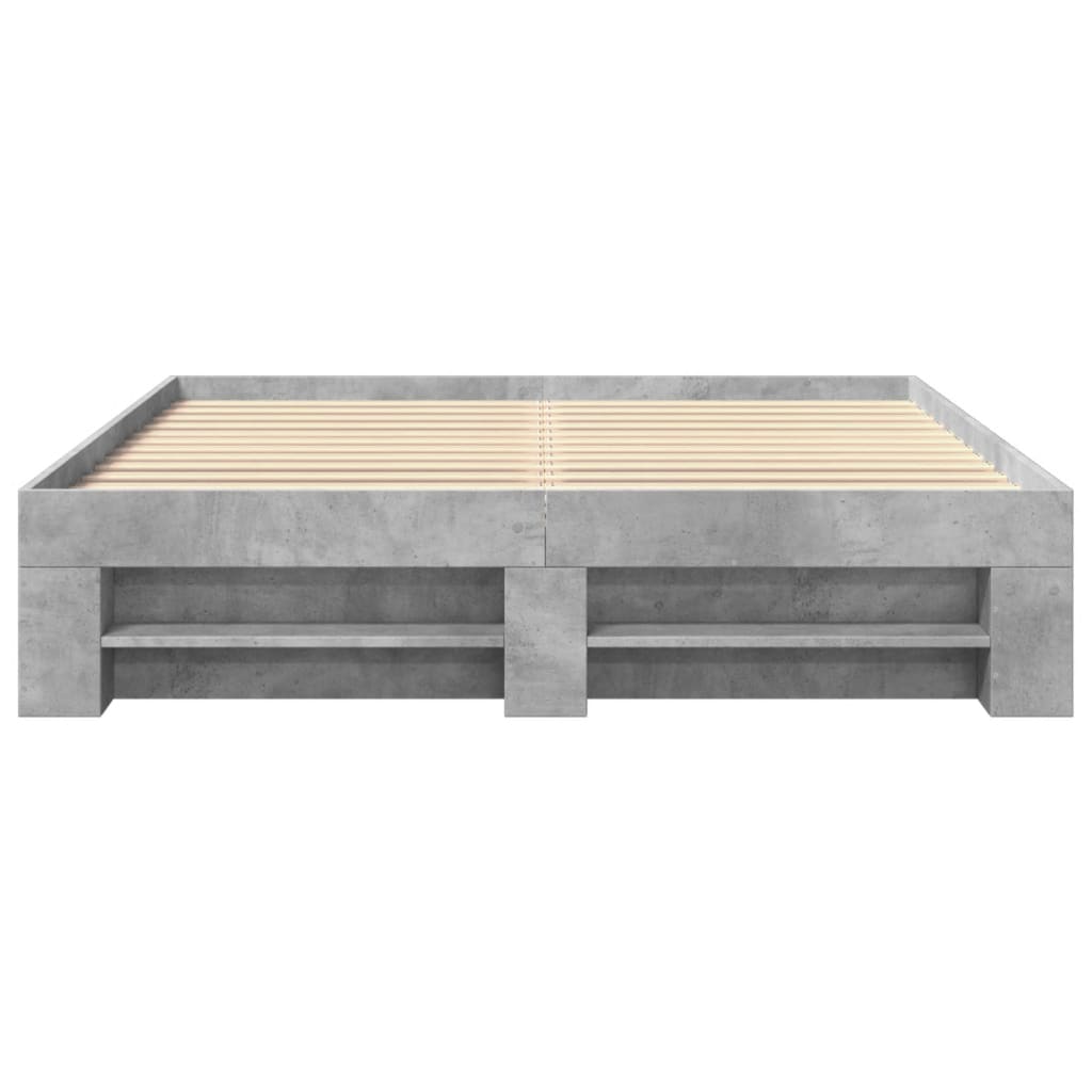 Sengeramme uten madrass betonggrå 160x200 cm konstruert tre