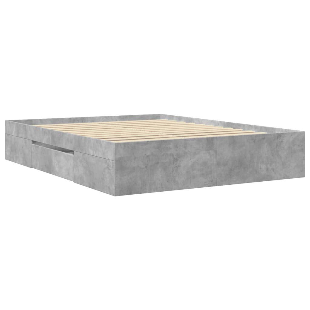 Sengeramme uten madrass betonggrå 160x200 cm konstruert tre