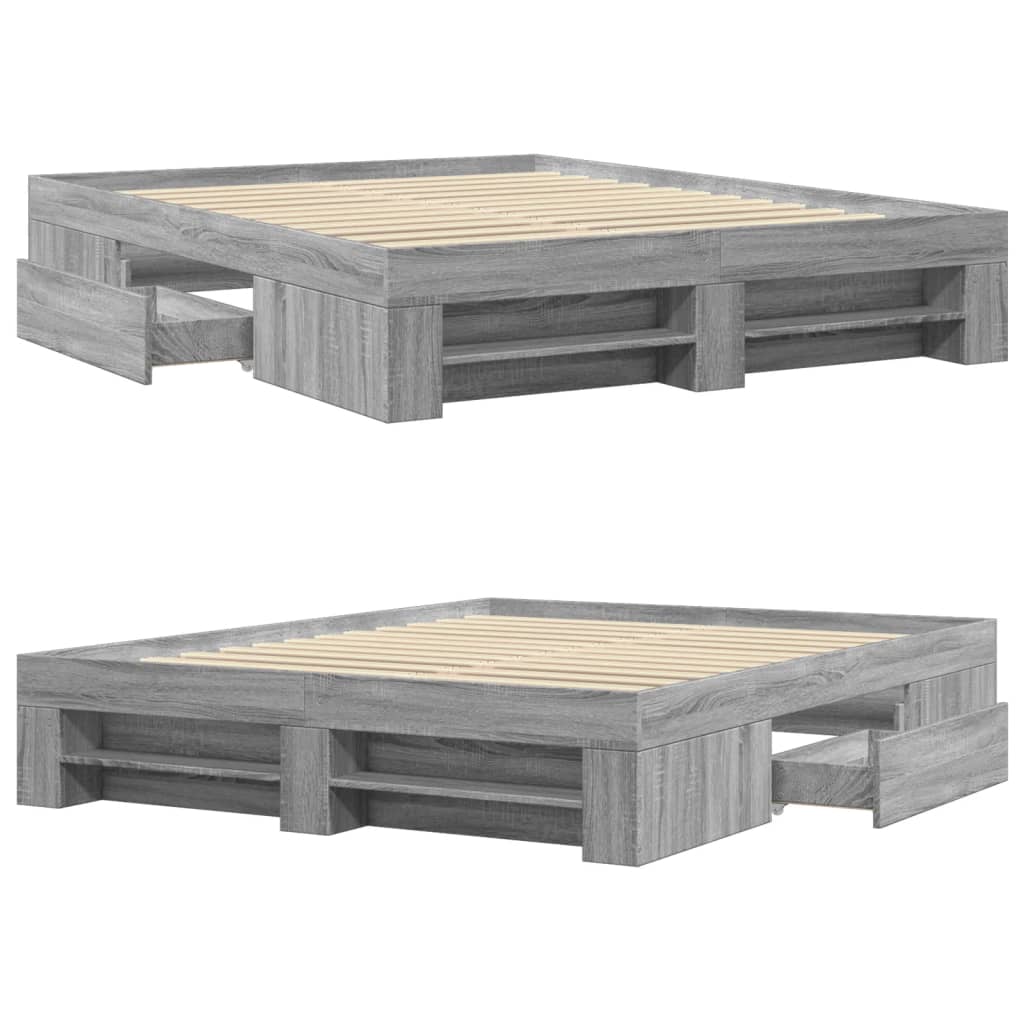 Sengeramme uten madrass grå sonoma 160x200 cm konstruert tre