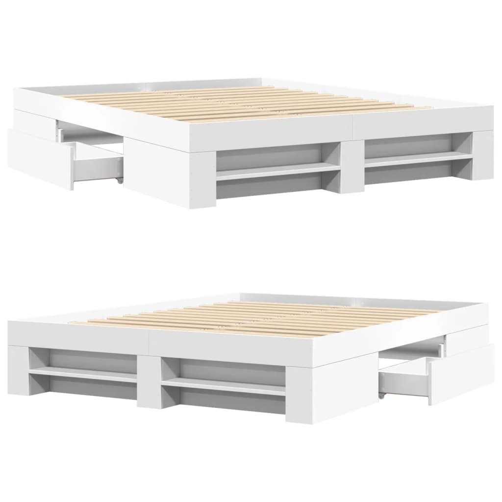 Sengeramme hvit 150x200 cm konstruert tre