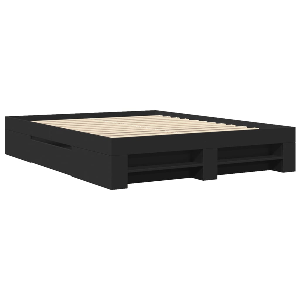 Sengeramme svart 150x200 cm konstruert tre