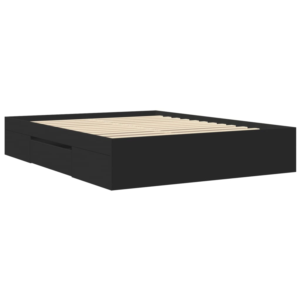 Sengeramme svart 150x200 cm konstruert tre