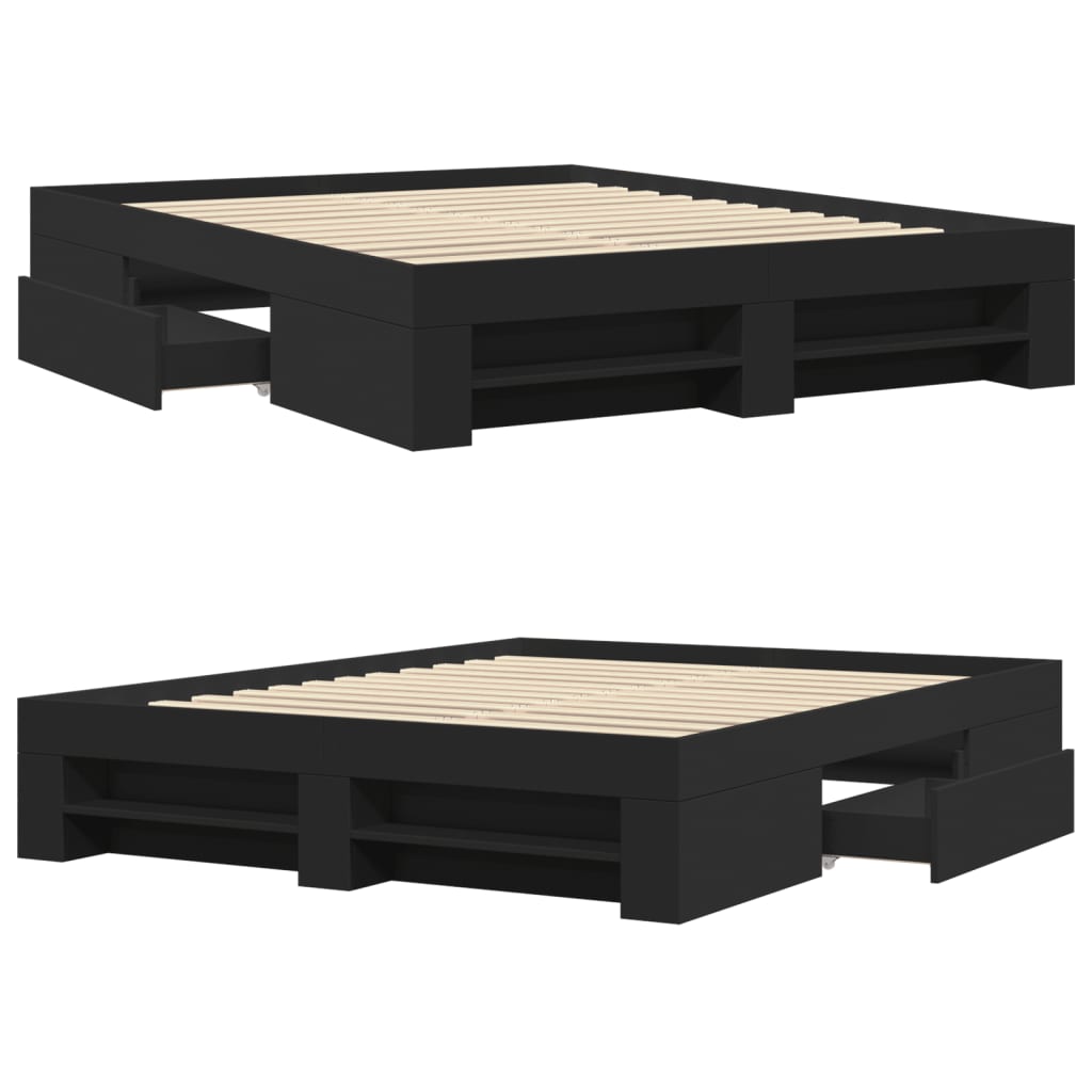 Sengeramme svart 150x200 cm konstruert tre