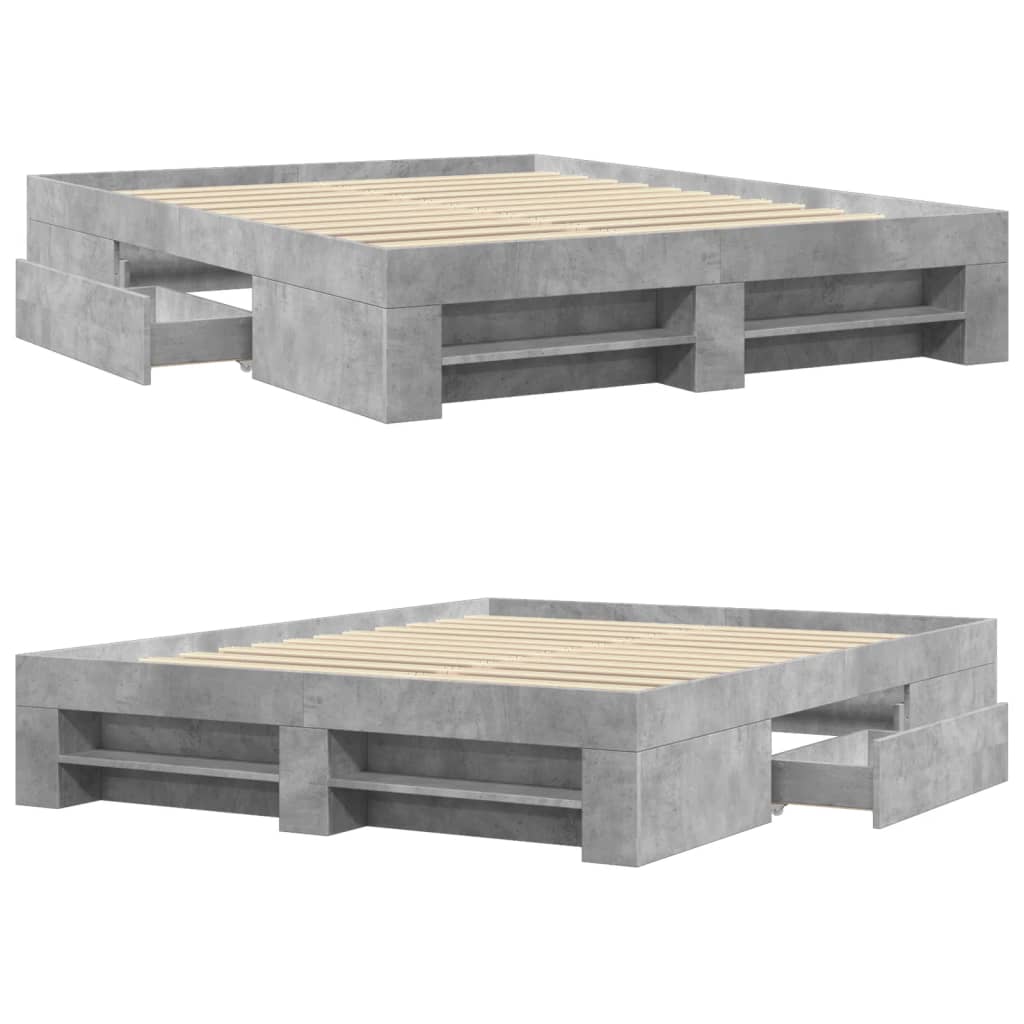 Sengeramme betonggrå 150x200 cm konstruert tre