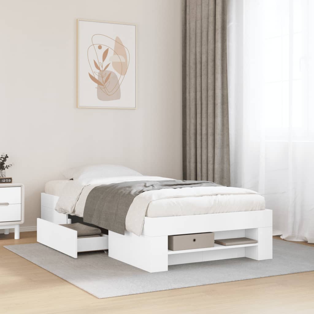 Sengeramme hvit 90x200 cm konstruert tre