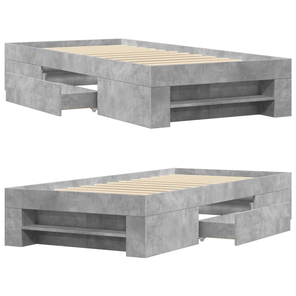 Sengeramme betonggrå 90x200 cm konstruert tre