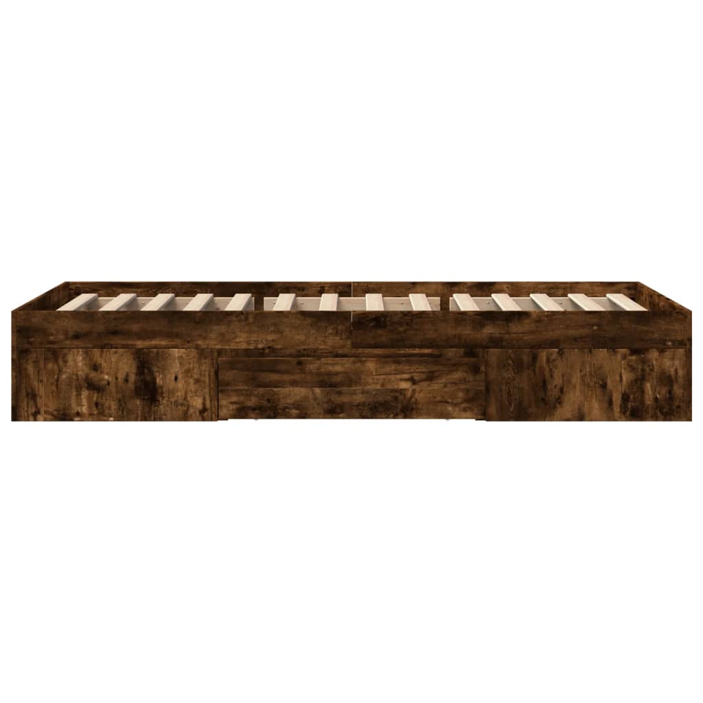 Sengeramme uten madrass røkt eik 90x200 cm konstruert tre