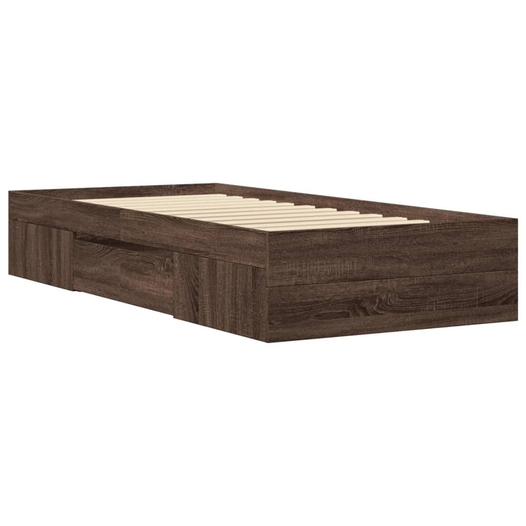 Sengeramme uten madrass brun eik 90x200 cm konstruert tre