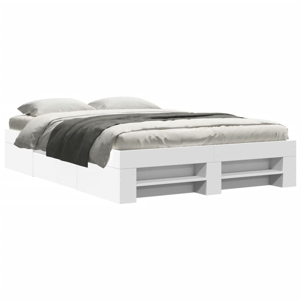 Sengeramme hvit 140x190 cm konstruert tre